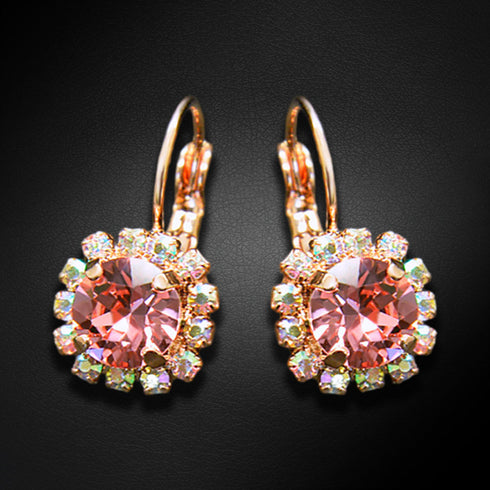 Auskarai "Krāšņums II (Rožinė persikų)" su Swarovski™ kristalais
